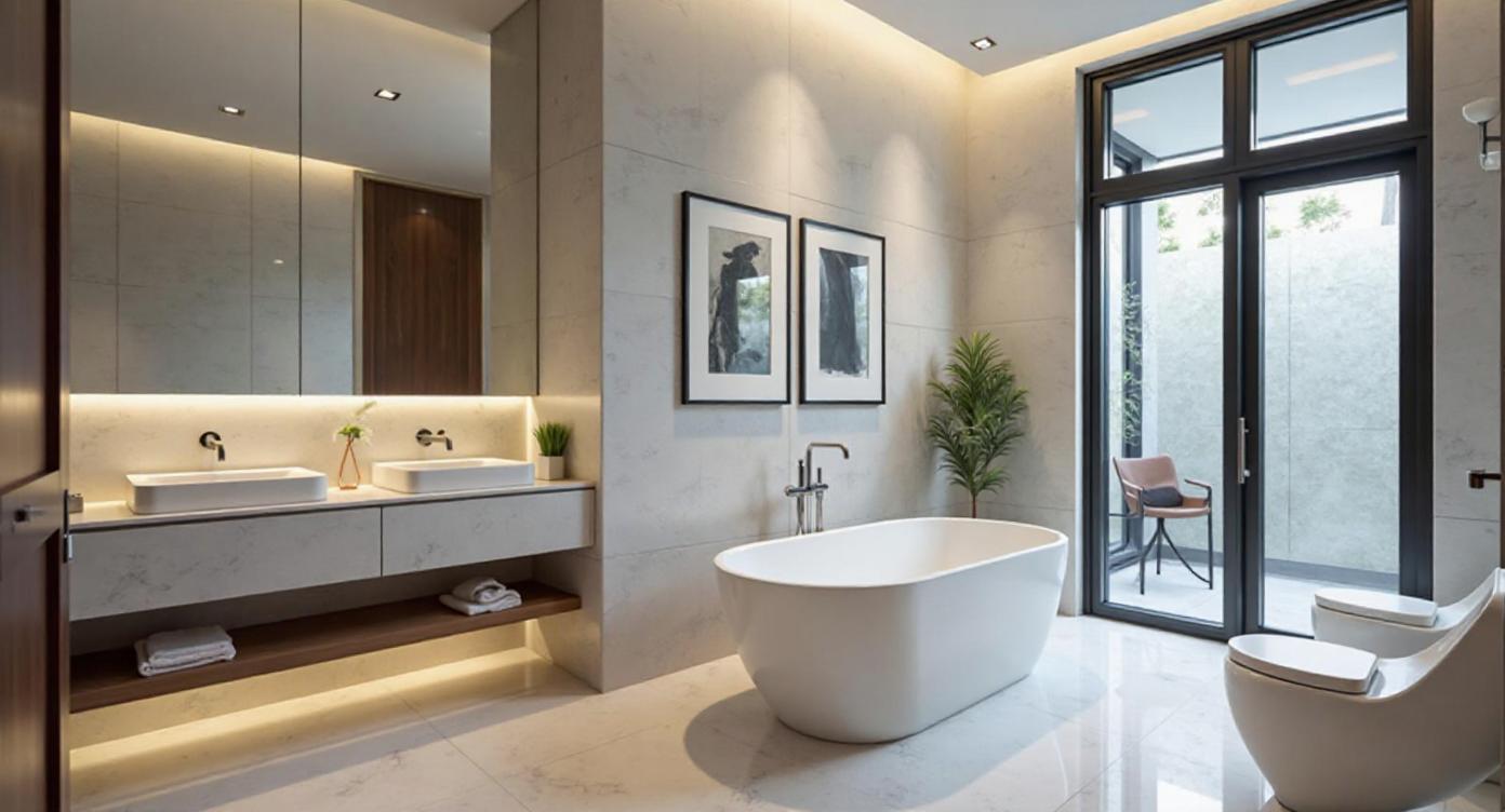 Modern bathroom installation in Kettering showing beautiful finished bathroom